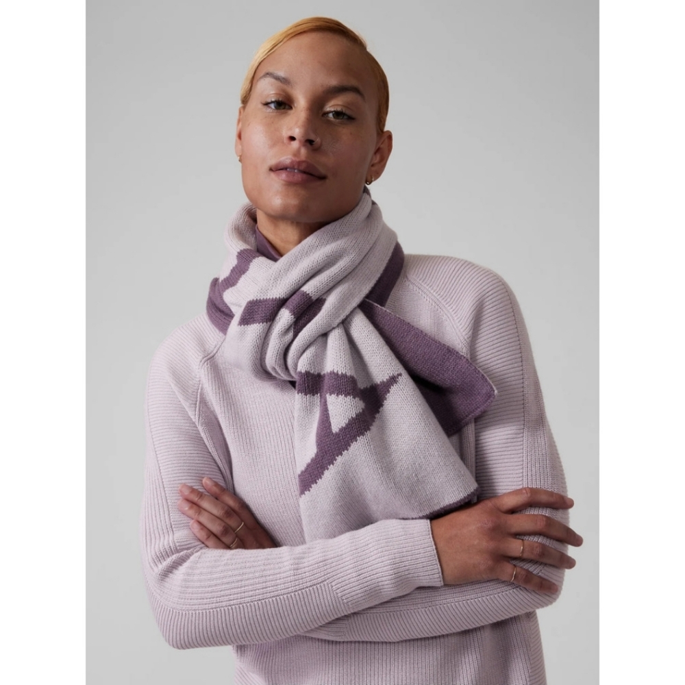 ATHLETA Daily Knit Cashmere Wool Blend Reversible Purple Cozy Scarf